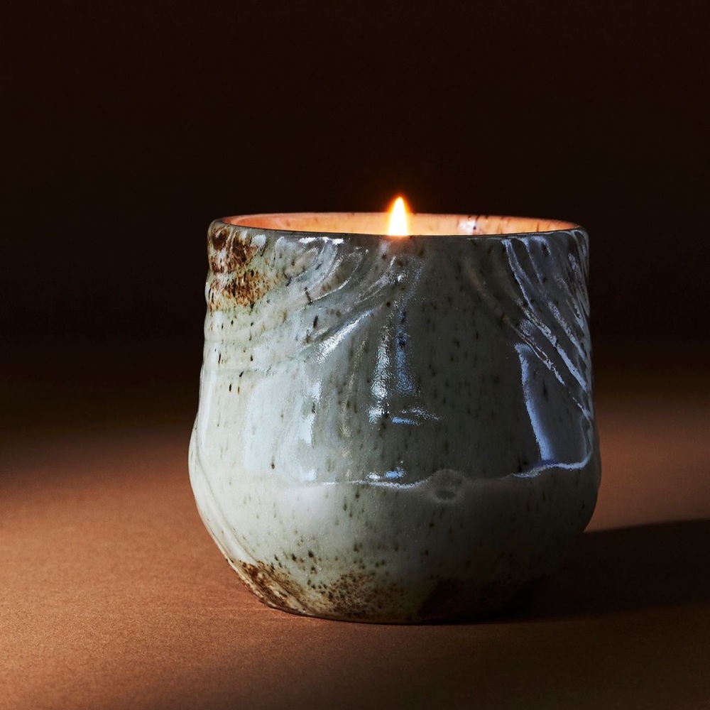 Upcycled Anthropologie Snowfall Candle Vessel - Neutral Ceramic Pen Cup - Picture 8 of 11